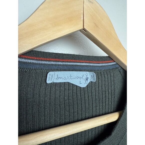 SmartWool Olive Green Crew Neck Merino Wool Blend Sweater Men's Sz. L - Picture 2 of 7